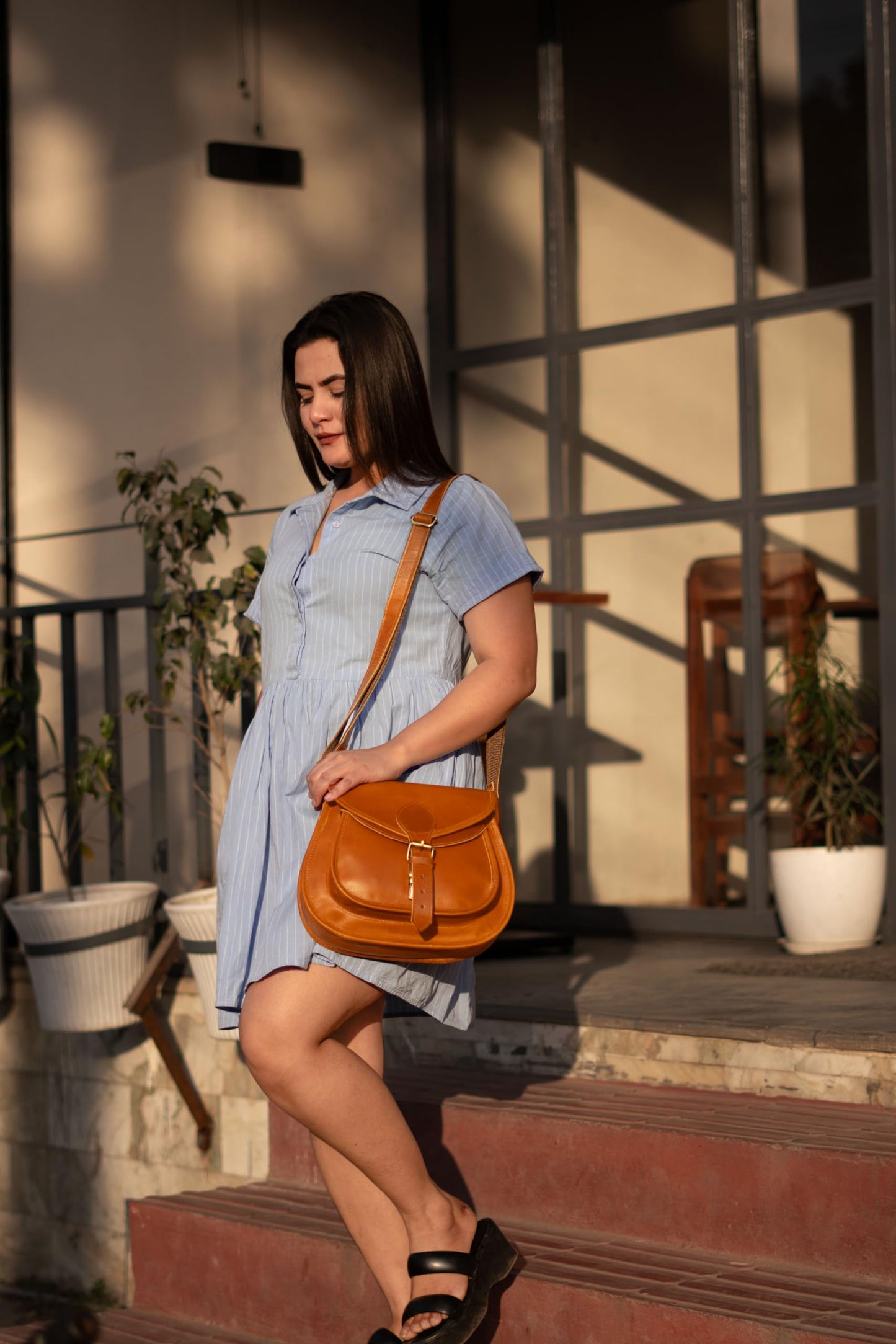 Satchel And Fable Leather Crossbody Satchel Bag Vintage Purses Handbags for Women 11 inch
