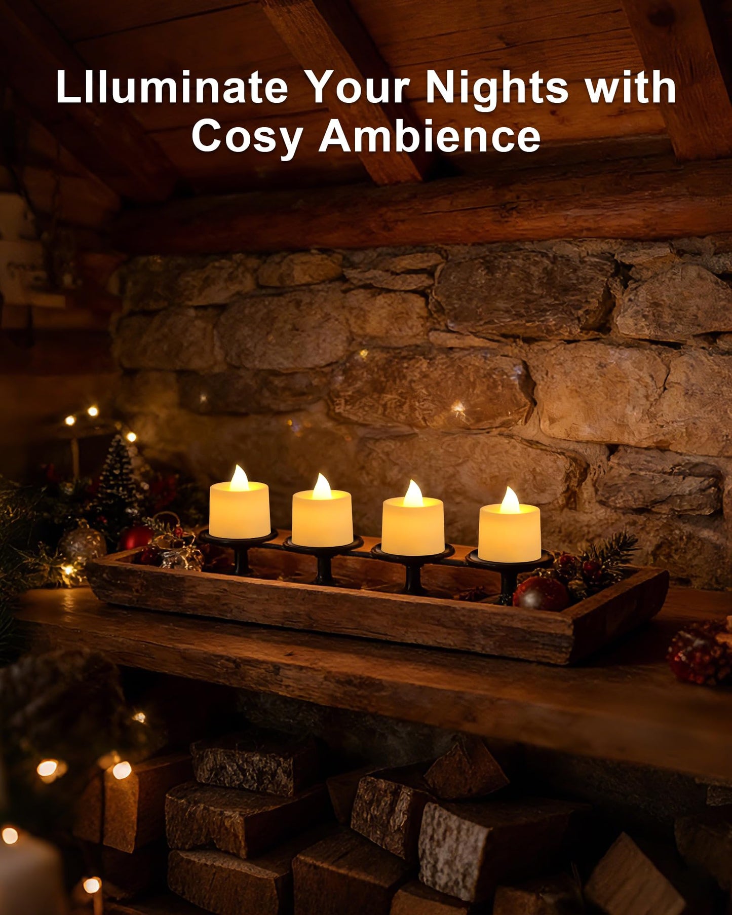 Amagic 100 Pack LED Tea lights, Flameless Votive Candles, Lasting Electric Fake Small Candles, Battery Operated Tealights Candles for Halloween, Christmas, Home Decor, Wedding, Party, Festival (Ivory)