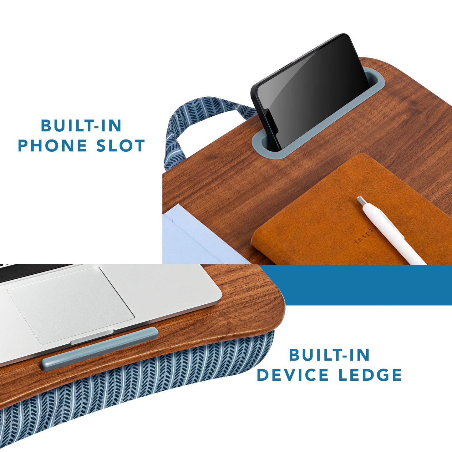 LAPGEAR Designer Lap Desk 2-Pack with Storage Basket, Phone Slot & Device Ledge – Arrow Stripes – Fits Laptops up to 15.6" – Style No. 70411