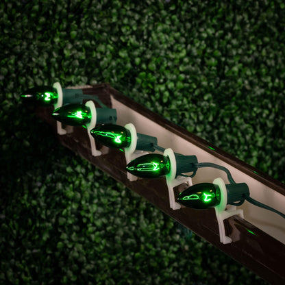 Novelty Lights Christmas Replacement Bulbs - Outdoor Individual Bulbs for Events, Holiday Parties, Patios, and More - C7/E12 Candelabra Base, 5 Watt Lights (Green, 25 Pack)