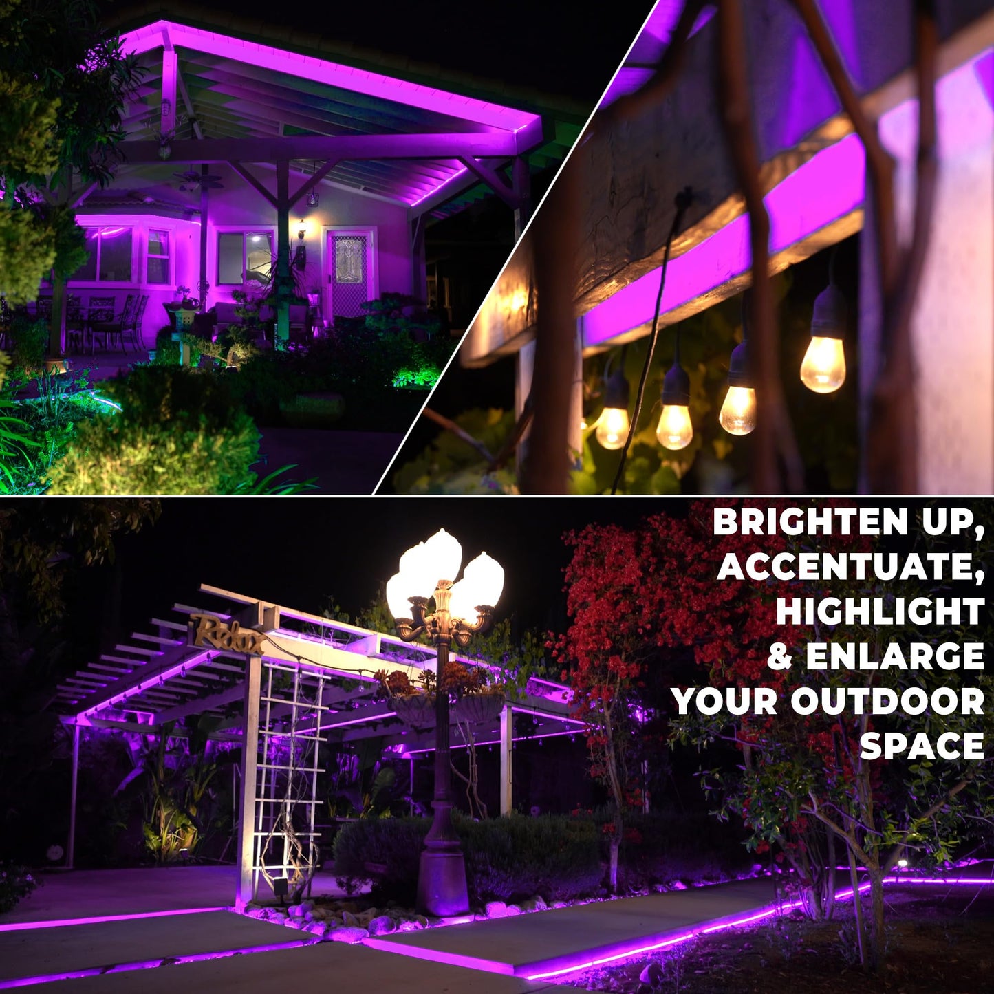 WYZworks 576LEDs, 50ft LED Outside Rope Lights, Waterproof Permanent Outdoor ETL Certified Connectable Clear Tube, Christmas Palm Tree Holiday Decorative Landscape Patio Accent Lighting - Purple