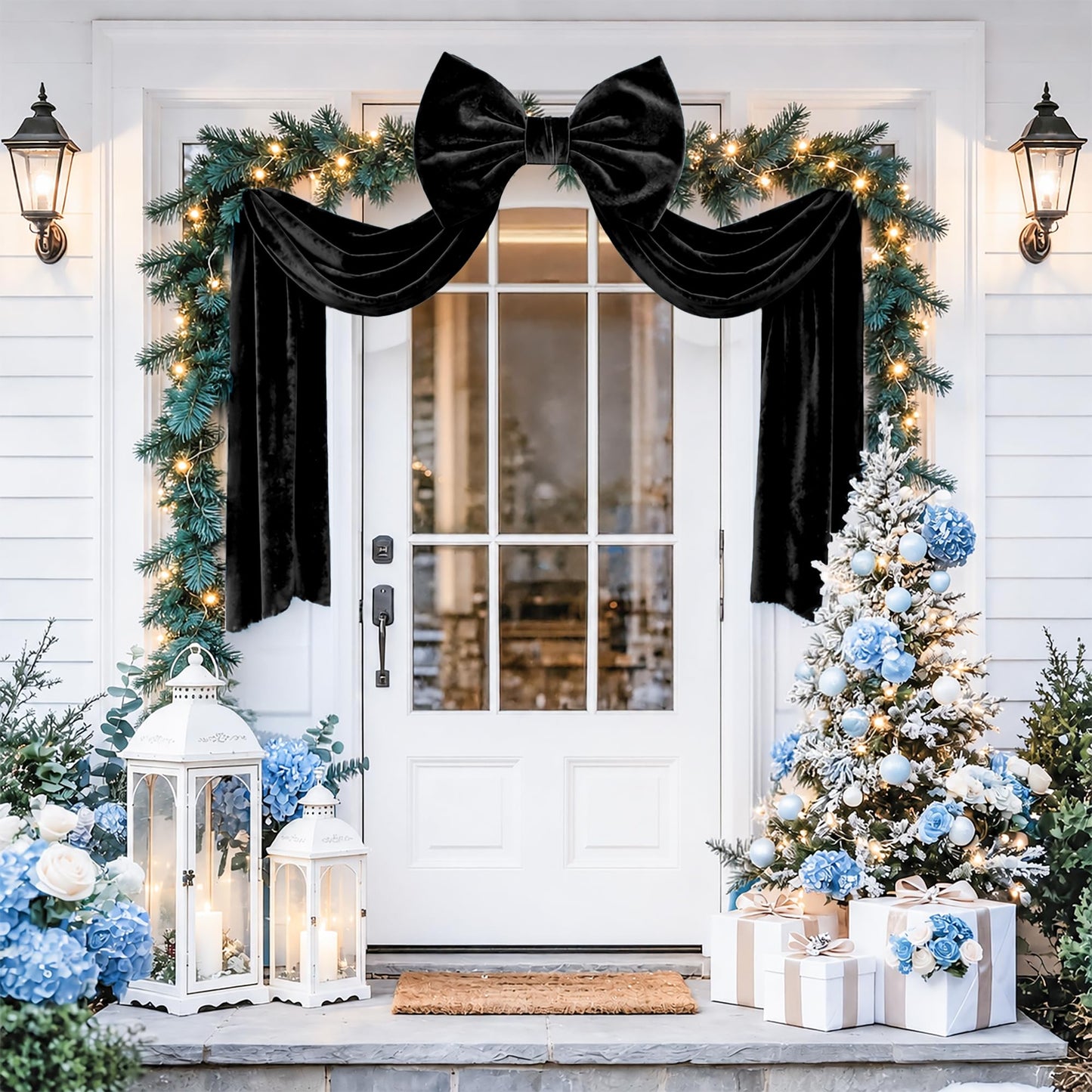 Big Black Velvet Bow Coquette Room Decor, 16x71 Inch Large Christmas Bows for Birthday Decorations, Christmas Tree Topper, Girl Room Decor, Bachelorette, Wedding, Baby Shower, Front Door, Wreath