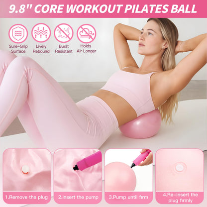 NANATI Pilates Kit 19PCS,Pilates Essentials Kit for Women,Pilates Equipment with 14.5" Pilates Ring and Ball,8 Resistance Bands,Ankle Weights,Sliders & Grip Socks Accessories for Starter Home Workouts