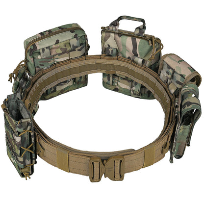 YAKEDA Tactical Molle Battle Belt -Airsoft Combat Belt Quick Release Rigger 1.75 Inch Inner & Outer Heavy Duty Belts for Men (CP)