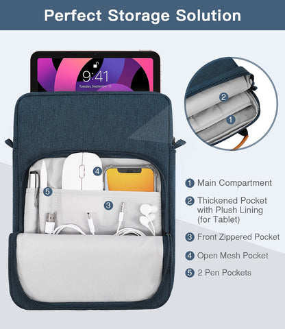 MoKo 15 Inch Laptop Sleeve Bag Fits MacBook Air 15" M2 2023, MacBook Pro 14" M2 2023, Galaxy Tab S9 Utra 14.6" 2023, Handle Carrying Case with Shoulder Strap, Indigo