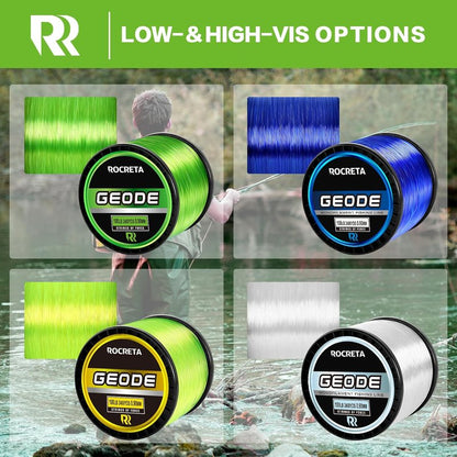 Monofilament Fishing Line - Premium Nylon Fishing Line 3-100lb | Superior Freshwater & Saltwater Leader 500/1200/2400 Yds