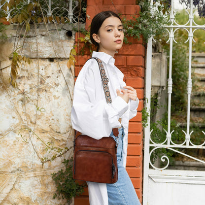 Iswee Leather Crossbody Bags Shoulder Bag for Women Purses and Handbags Genuine Leather Purses for Women Hobo Pocketbooks (Coffee)