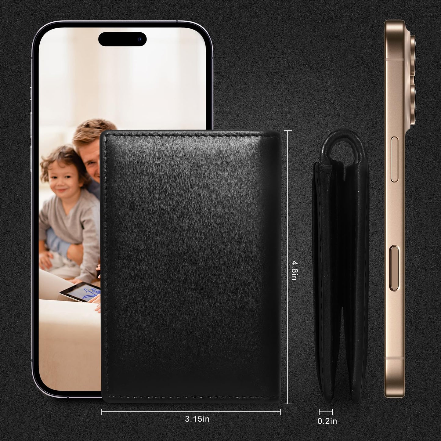 baotuiok Small Card Case Slim Mens Bifold Wallet，Thin Travel Minimalist Leather Wallet for Men， Credit Card Holder for Men(black)