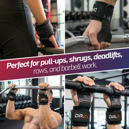 Doctor Developed 3-in-1 Lifting Straps, Hooks & Wrist Wraps - Switch Between Modes in Seconds - Heavy Duty Grips for Deadlifts, Pull-Ups, Shrugs, Rows, Bench Press & Squats (Pair, Black)