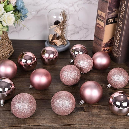 30ct Christmas Ball Ornaments, 2.36" Shatterproof Christmas Tree Decorations, Perfect Hanging Ball for Indoor/Outdoor Holiday Wedding Party Decor (Rose Gold)