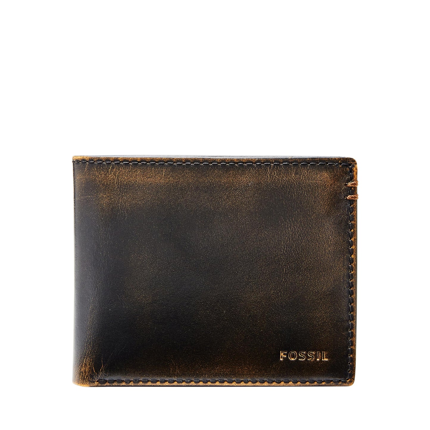 Fossil Men's Wallet, Wade Leather Bifold Wallet with Flip ID, Black