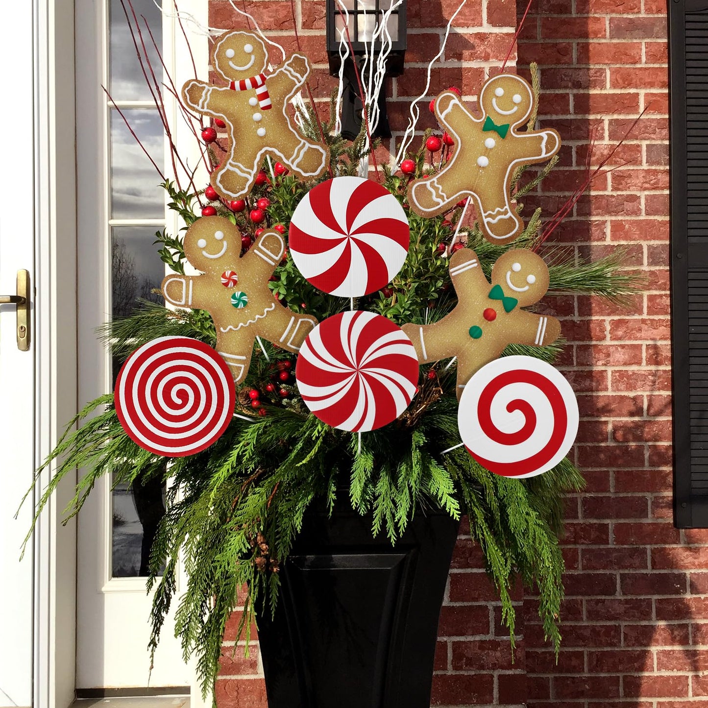 Christmas Decorations Indoor Tree Picks: 12 pcs Large Red White Peppermint Lollipop Christmas Picks for Tree, Cute Candy Picks Ornaments for Xmas Tree Topper Home Office Holiday Party Vase Decor