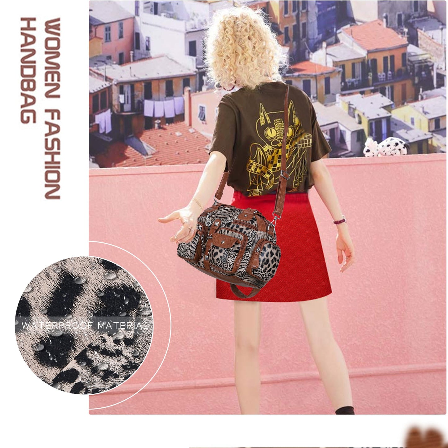 Angel Kiss Hobo Crossbody Purses for Women Shoulder Bag Multipocket Soft Hobo Purses Removable Strap Leather Handbags