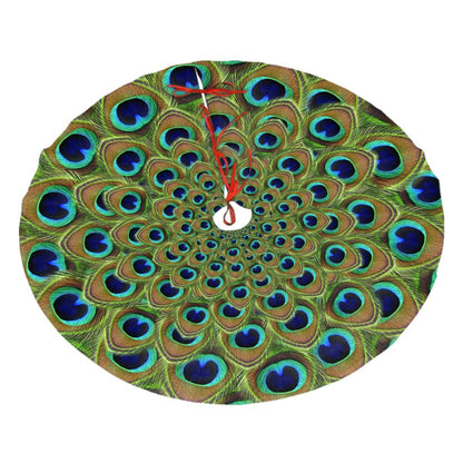 Peacock Feather Christmas Tree Skirt 48" Xmas Tree Mat for Christmas Decorations Holiday Ornaments