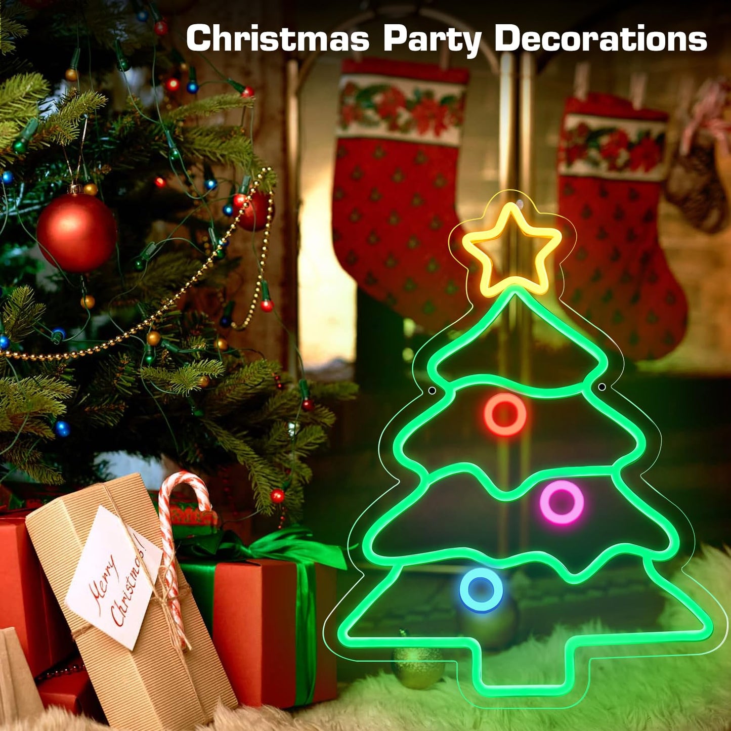 LEDLampsWorld 18.5 x 14.2 Inch Christmas Tree Neon Sign LED Sign for Wall Decor, Neon Lights for Bedroom, Living Room, Home, Party, Yard, Christmas Gifts
