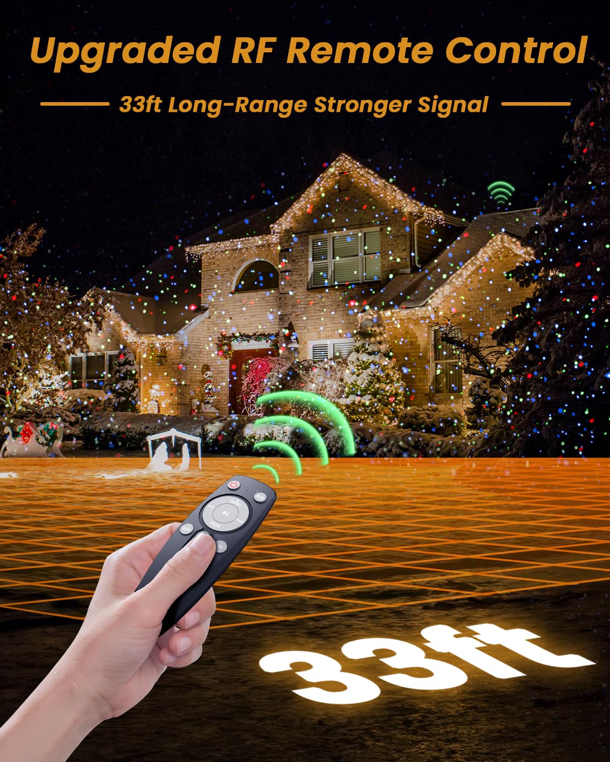 Enjoyedled Christmas Laser Lights Outdoor, RGB (Red, Green, Blue) Light Projector with RF Remote and Timer for Parties & Wedding, Brighter Projection Lights for Christmas, Holidays and Garden Decor
