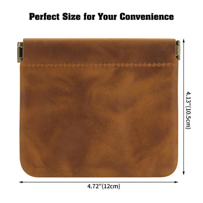Jack&Chris Mini Coin Purse, Genuine Leather Small Coin Wallet, Leather Squeeze Coin Purse Pouch Change Holder For Men & Women, JC309