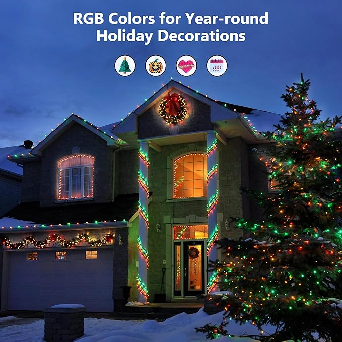 BrizLabs RGB Christmas Lights, 33FT 100 LED Color Changing String Lights with Remote, Dimmable Mini Xmas Light, USB Decorative Light String for Xmas Halloween Mardi Gras Tree Holidays Party Decor