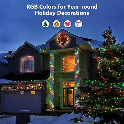 BrizLabs RGB Christmas Lights, 33FT 100 LED Color Changing String Lights with Remote, Dimmable Mini Xmas Light, USB Decorative Light String for Xmas Halloween Mardi Gras Tree Holidays Party Decor