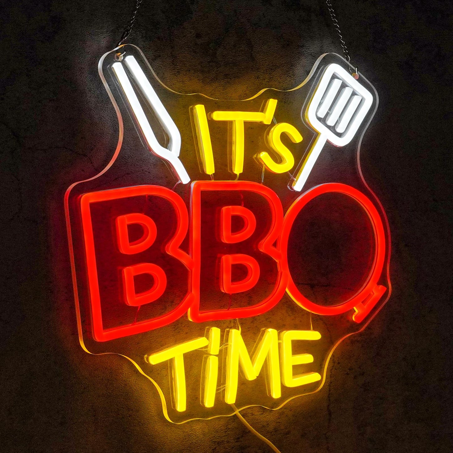 Virlusy It's BBQ Time Neon Sign for Room Decor Dimmable Barbecue Led Lights Signs Neon Light for Wall Decor Home Bar Restaurant Party Man Cave Beer Pub Camping Decoration Gifts