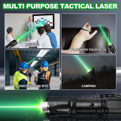 FUIIKEEM Long Range Green Laser Pointer - High Power Flashlight with Laser Pointer - Rechargeable, Star Cap for Astronomy, Construction, Outdoor Adventures