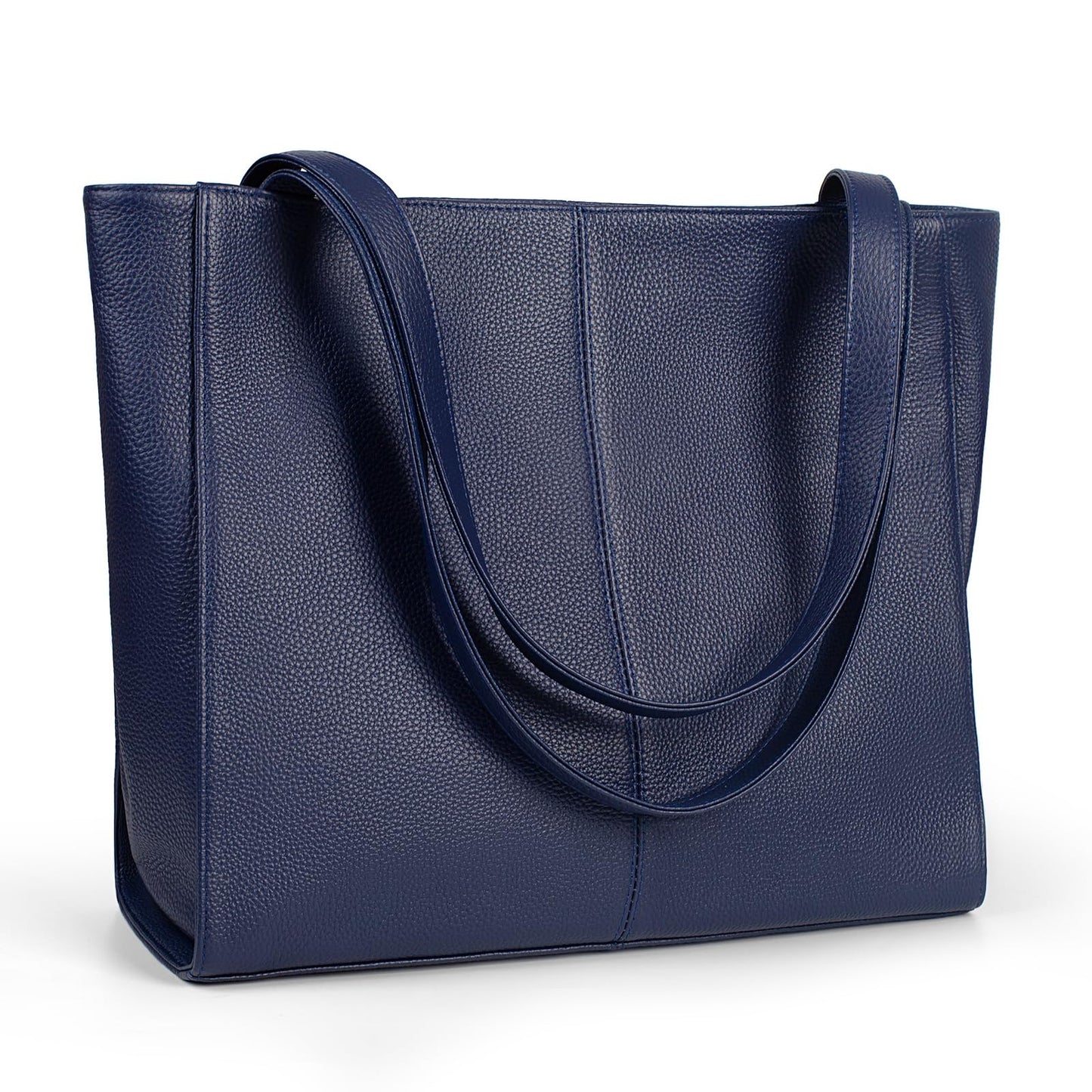 befen Soft Real Leather Tote Bag for Women, Ladies Leather Shoulder Bags Purse Satchel Handbag with Top Handles for Work Navy Blue