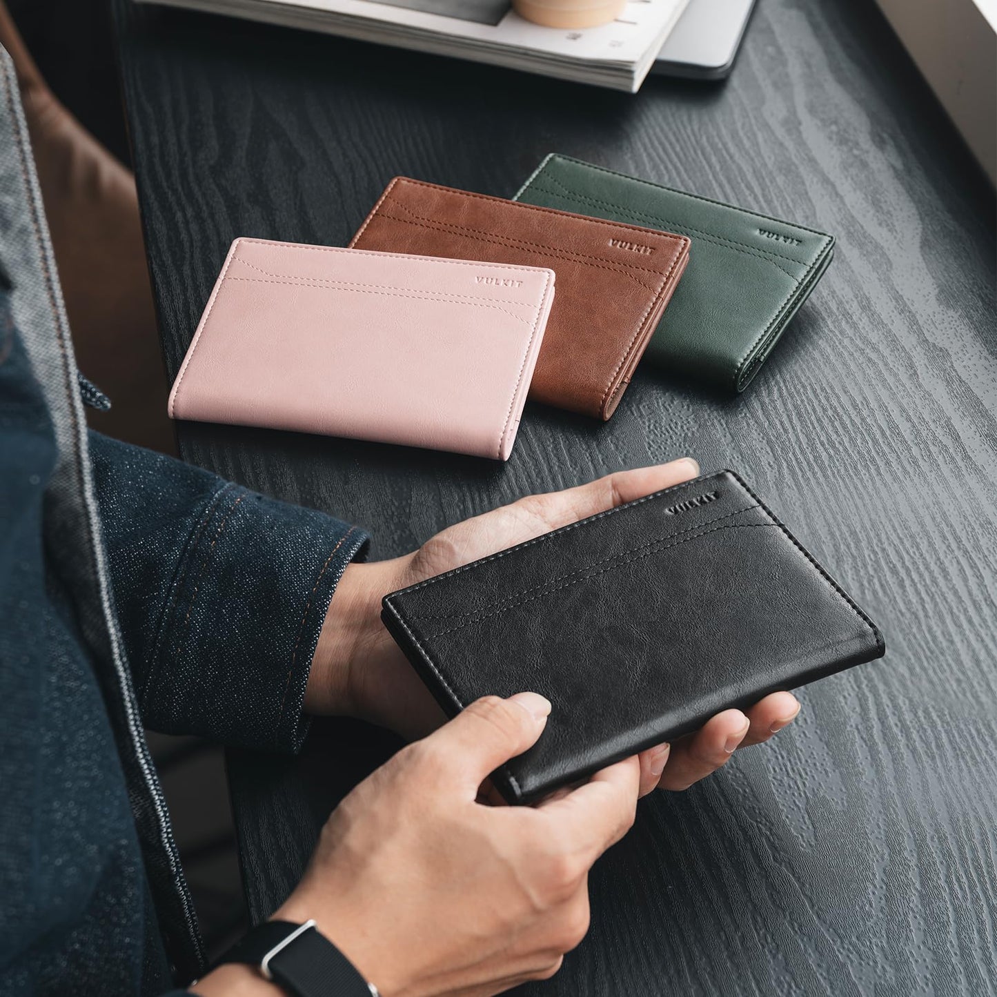 VULKIT Passport Holder for Travel, Rfid Blocking Passport Cover, Slim Travel Wallet for Men & Women, Cognac Brown