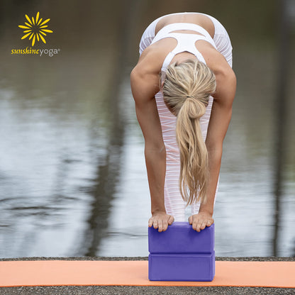 Sunshine Yoga 4" Yoga Block, 10 Pack Bulk EVA Foam Yoga Blocks, Firm and Supportive Yoga Brick, Balance Foam for Stretching, Pilates, and Workout, 4" x 6" x 9", Purple