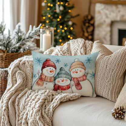 AACORS Winter Pillow Cover 12x20 Inch Cute Snowman Snowflake Decoration Holiday Seasonal Farmhouse Pillow Case Decor for Home Sofa Couch (Blue) AA767-12