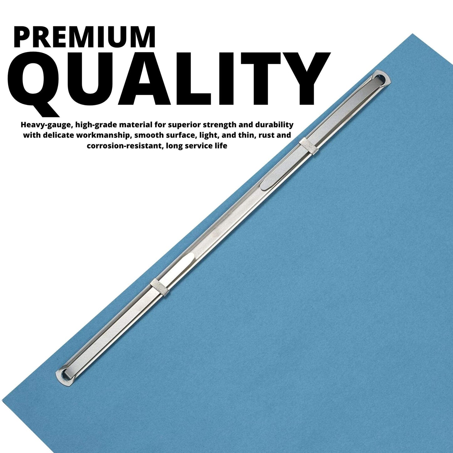 OLYMPX 50 Pcs of 3.5” Capacity Metal Prong Paper Fastener Complete Set, 8.5 Inch Base with Standard 2-Hole Punch Compressor for Paper File Folder, 50 per Box