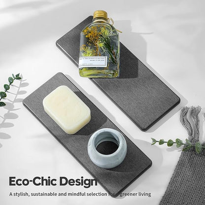 2PCS Bathroom Trays, Water Absorbing Diatomite Stone Quick Drying Mat