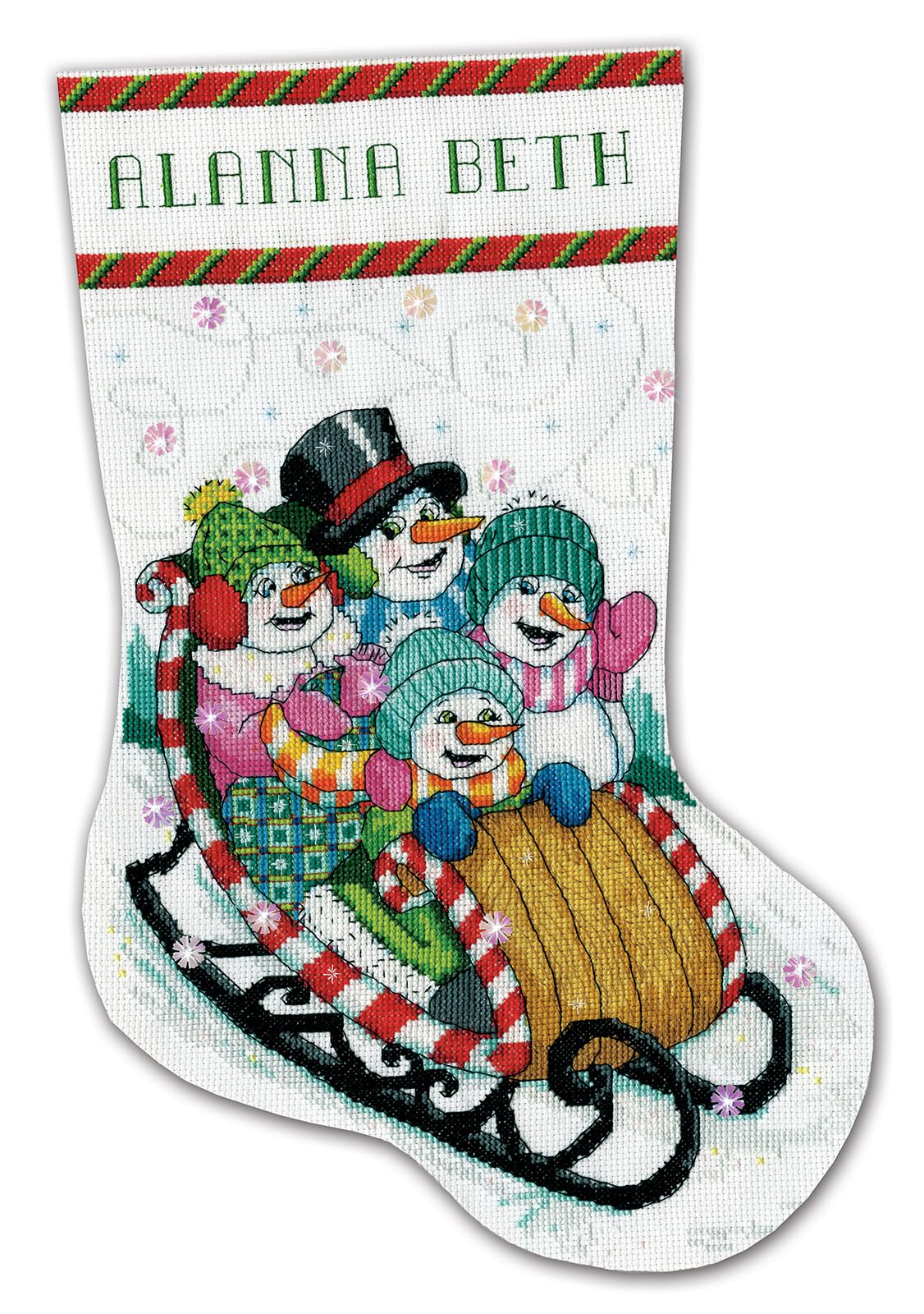 Snow Sledding Counted Cross Stitch Stocking Kit