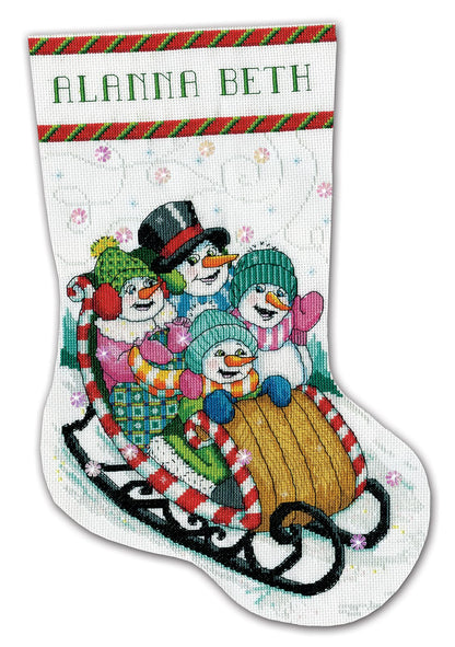 Snow Sledding Counted Cross Stitch Stocking Kit