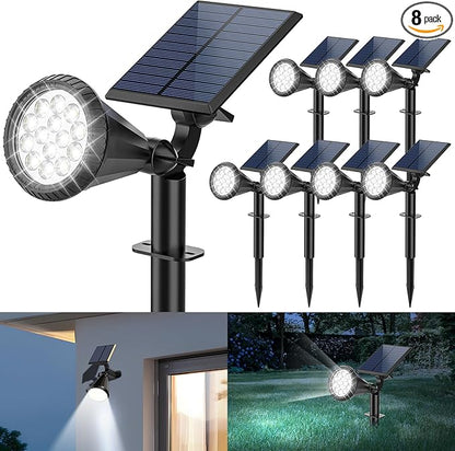 Solar Spot Lights Outdoor, 4 Modes/8 Pack Solar Spotlights Waterproof, 180° Adjustable Powered Landscape Lights, Outdoor Solar Lights for Yard Garden Pathway Flag Tree Wall Statue Cool White