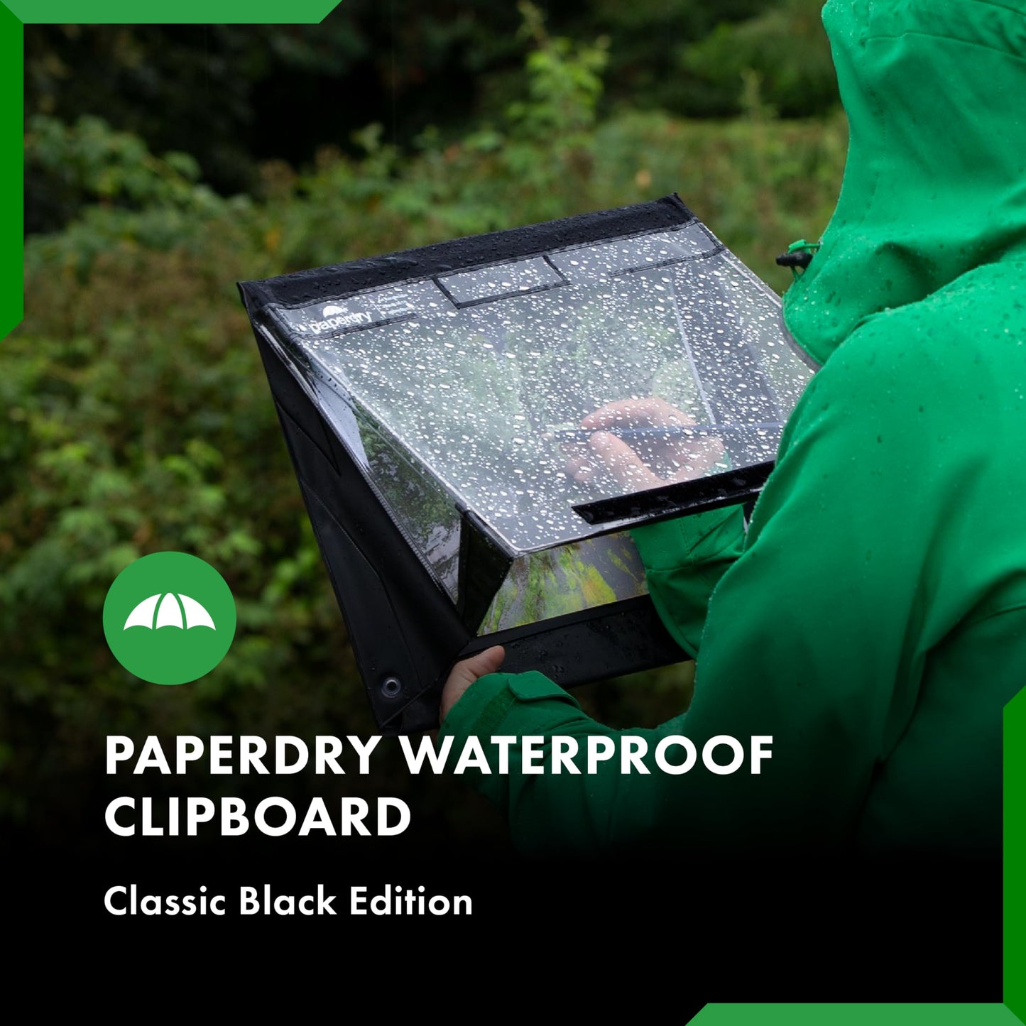 Waterproof Clipboard A4 Portrait by Paperdry, Black, Superior PVC Plastic with Cold Protection, Outdoor Covered Clip Board with Storage, A4 Waterproof Document Holder