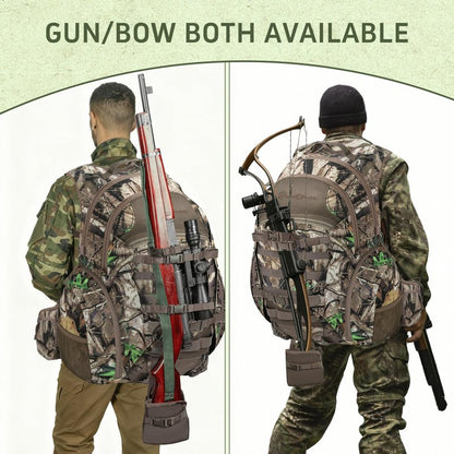 OUUTMEE Hunting Backpack with Waterproof Rain Cover, 35L Hunting Backpacks for Men, Durable Large Capacity Hunting Day Pack with Rifle Bow Holder