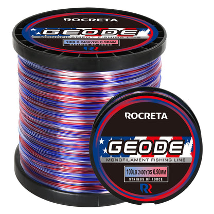 ROCRETA Geode Monofilament Fishing Line - Premium Resistant Nylon Mono Fishing Line 3-100lb - Superior Freshwater & Saltwater Mono Leader Materials 500/1200/2400yds