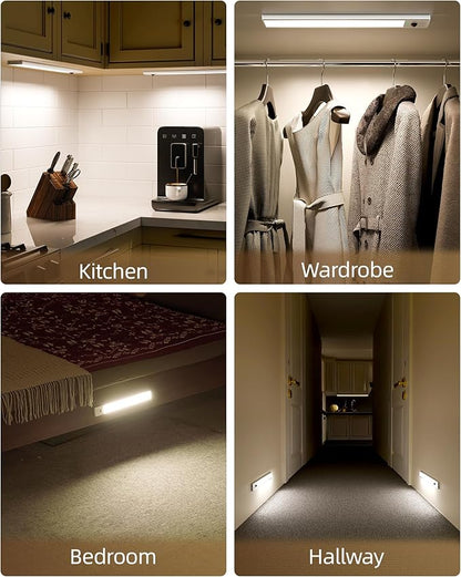EZVALO 12inch Under Cabinet Lighting Wireless with Battery Indicator, 2500mAh Rechargeable Motion Sensor Light Indoor, 96 LED Under Counter Lights for Kitchen Closet, 3 Color Temps, Dimmable, 3 Pack