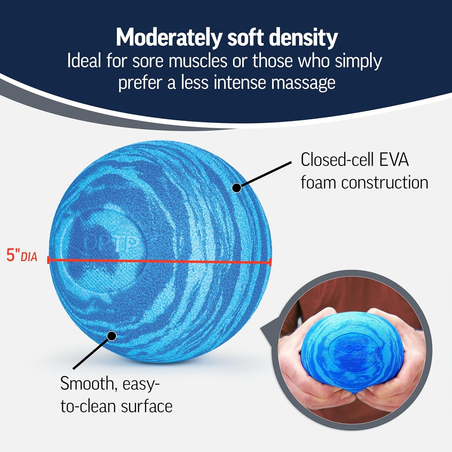 OPTP PRO Soft Release Ball – 5" Foam Massage Ball for Back Pain Relief & Sore Muscles – Ideal for Exercise Recovery and Physical Therapy