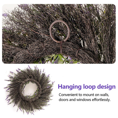 26'' Lavender & Eucalyptus Wreath for Front Door, Window - Artificial Eucalyptus Leaves Greenery Outdoor Wreath for Wedding Farmhouse Porch Wall Room Home Decor (Purple)