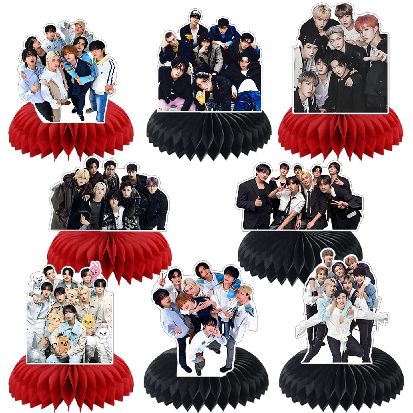 Kpop Theme Party Supplies, 7Pcs 5 Star Party Table Centerpieces, Cake Toppers, Photo Booth Props, for K-Pop Idol Stray Kids Birthday Decorations for Fans Merch