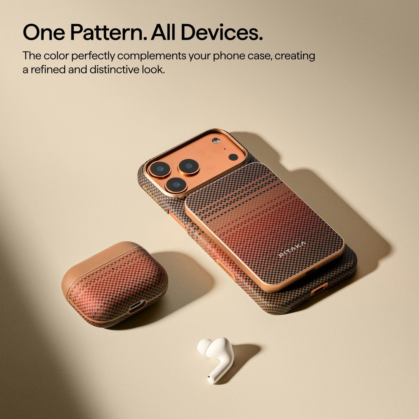 PITAKA Case for AirPods Pro 3, Slim Protective AirPods Pro 3 Case, Compatible with MagSafe, Leather & Aramid Fiber Woven, Sunset
