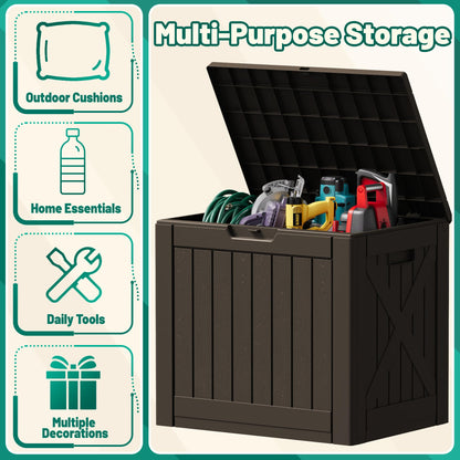 Devoko 40 Gallon Deck Box Outdoor Storage Box Waterproof for Patio, Large Outdoor Storage Bench Lockable for Outside (Deep Brown, 40 Gallon)