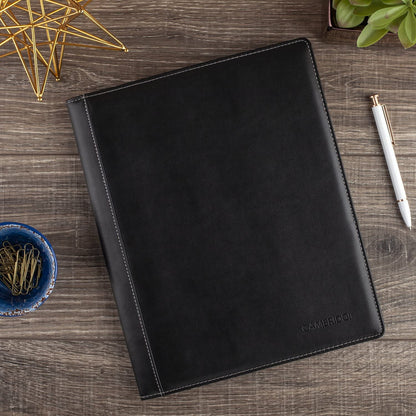 Cambridge Limited Business Notebook, 8-1/2" x 11", 50 Sheets, NoteTaker Portfolio and Refillable Notebook with 5" x 8" Notepad and Business Card Pocket, Zipper Mesh Pocket, Black (06126)