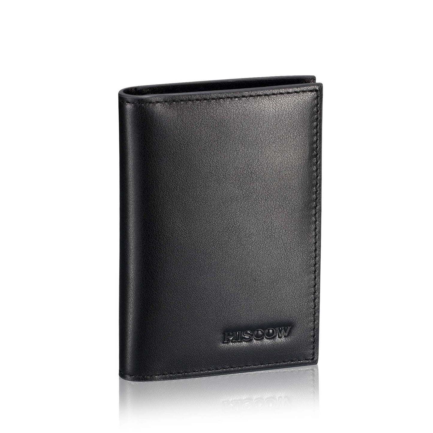 HISCOW Slim Leather Credit Card Holder 4cc for Men & Women, Italian Calfskin (Black)