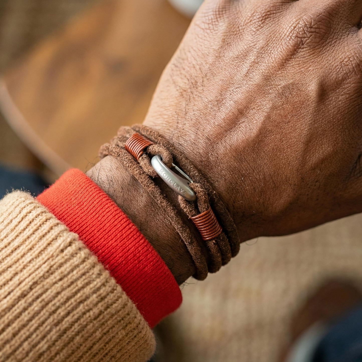 MONCLAVE Genuine Suede Leather Double Wrap Bracelet, Minimalist Unisex Wristband, Matte Finish Clasp, Premium Eco Friendly Gift Box Included