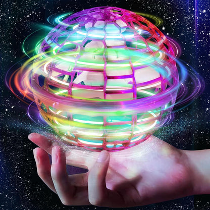 Unyfu 2025 Flying Orb Ball Toy, Galaxy Boomerang Hover Ball Led Lights Mini Drone Globe Hand Controlled Flying Ball Toys Cool Toys Gift for 6 7 8 9 10+ YearOld Boys Girls Teens Outdoor Toys(Purple)