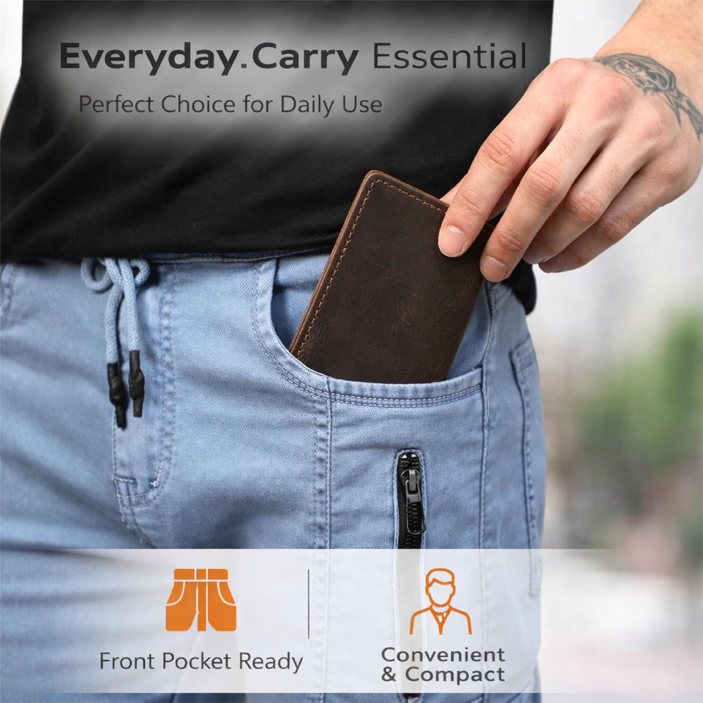 TheAntiq Credit Card Case Holder, Genuine Leather Bifold Wallet for Men and Women, Slim Minimalist Front Pocket Card Holder for Credit and Debit Cards, 4x3 Inches, Brown