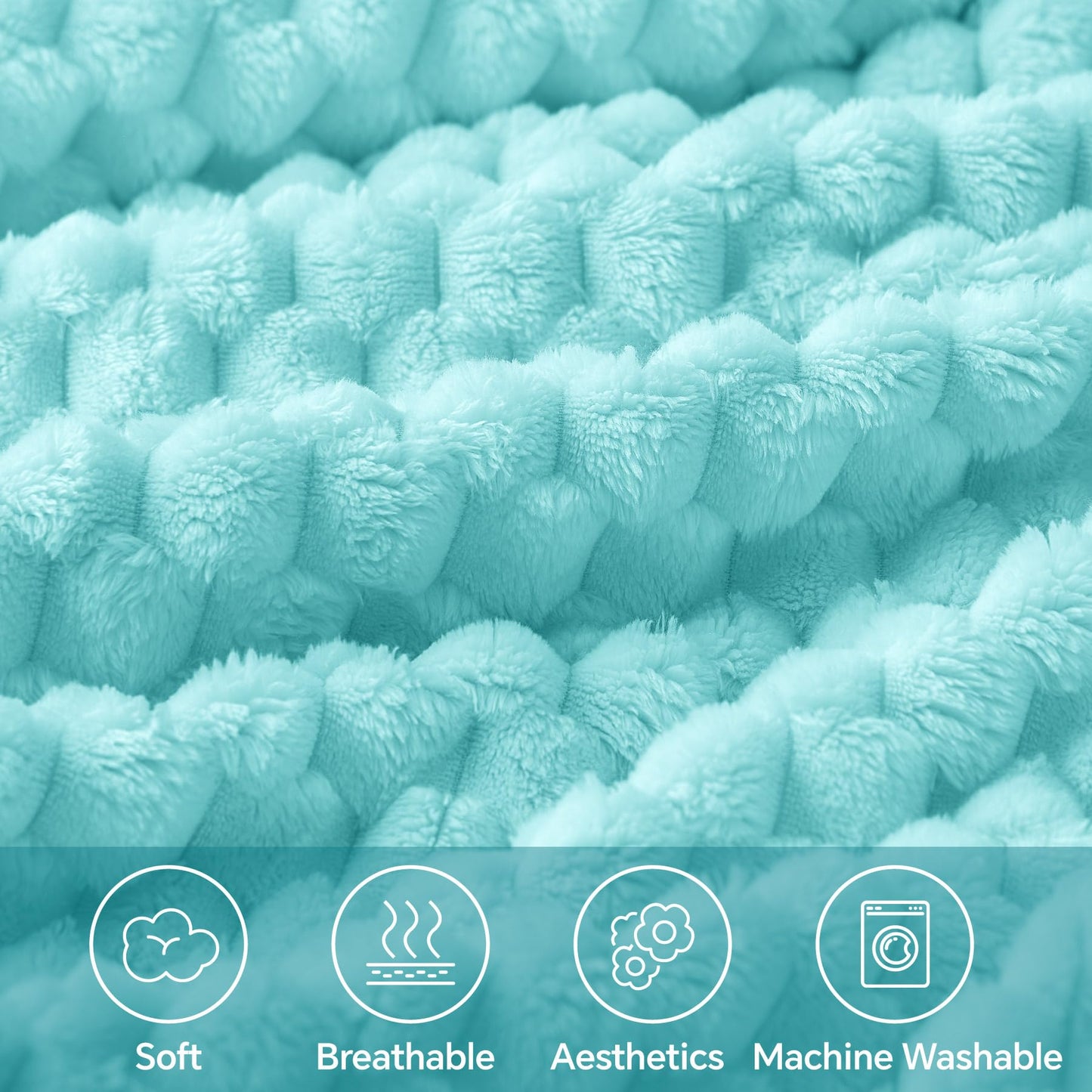 BEDELITE Fleece Blanket - 3D Jacquard Decorative Aqua Throw Blankets for Couch & Bed, Soft and Cozy Warm Plush Fluffy Blanket All Seasons Suitable, 50x60Inches
