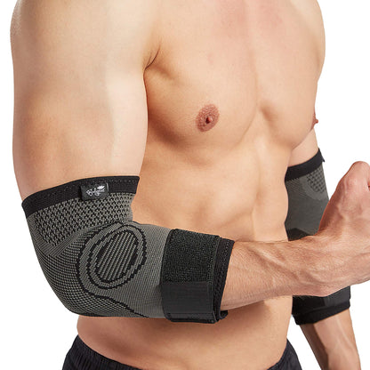 Bodyprox Elbow Brace with Strap for Tendonitis 2 Pack, Tennis Elbow Compression Sleeves, Golf Elbow Treatment
